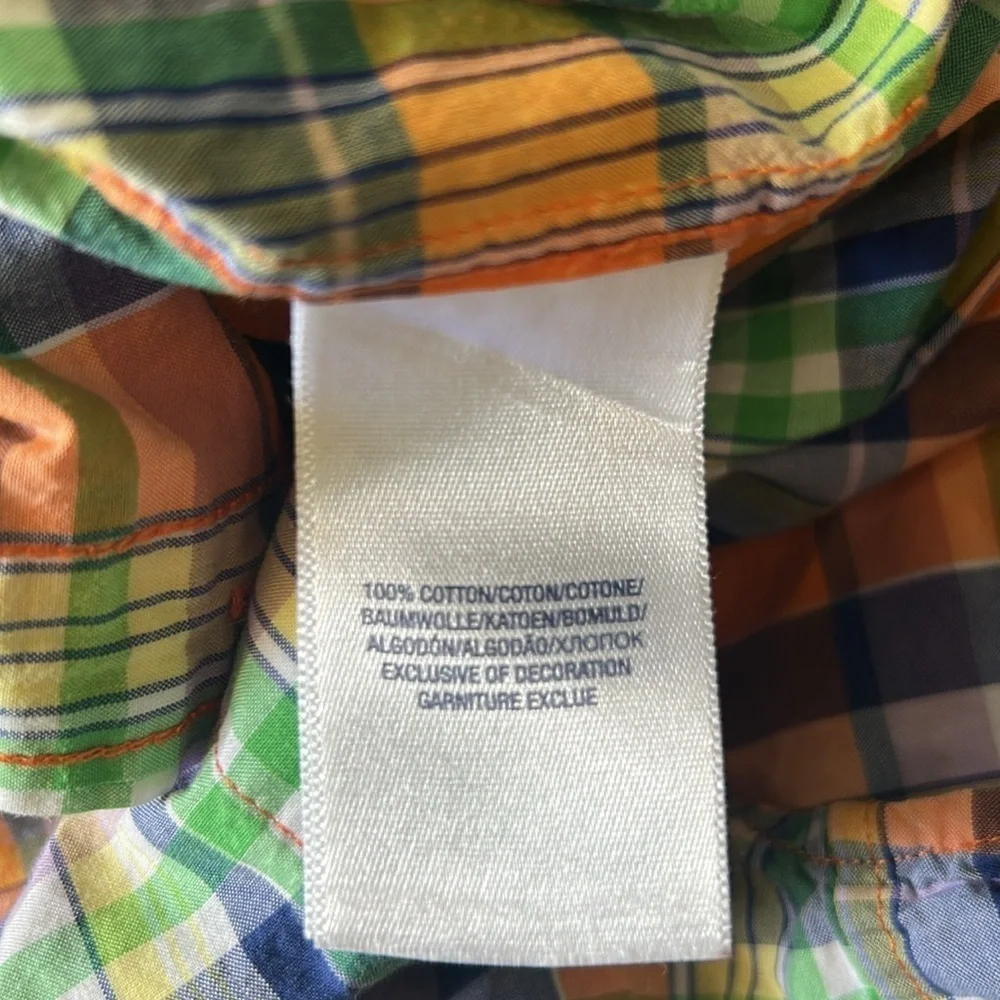 Ralph Lauren boys dress shirt size 7 orange,blue,green,yellow,white stripes